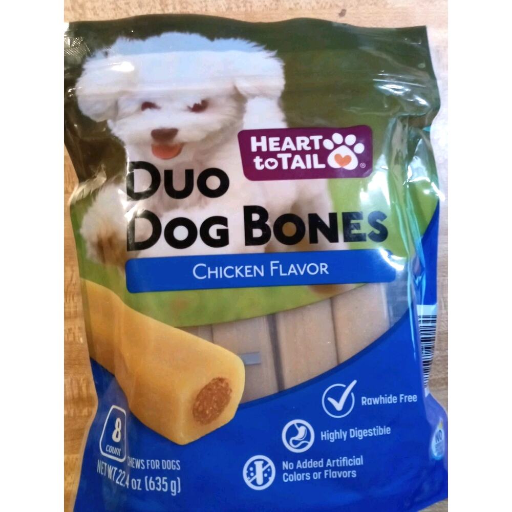 New Heart to Tail Duo Bone Treats Chicken Flavor 8 count